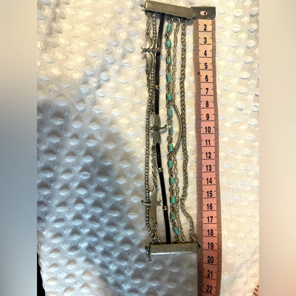 Lucky Brand Silver and Turquoise Layered Bracelet